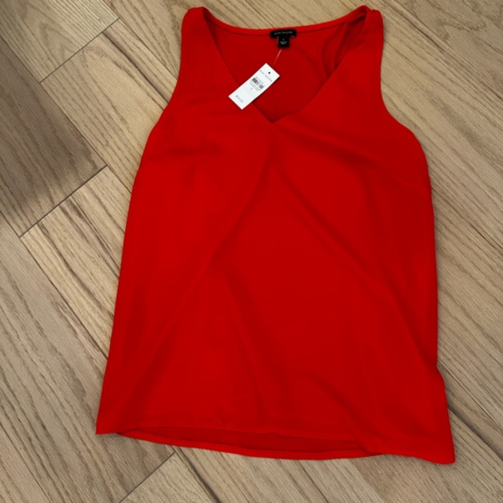 NWT Ann Taylor Bold Deep Orange Sleeveless Blouse
